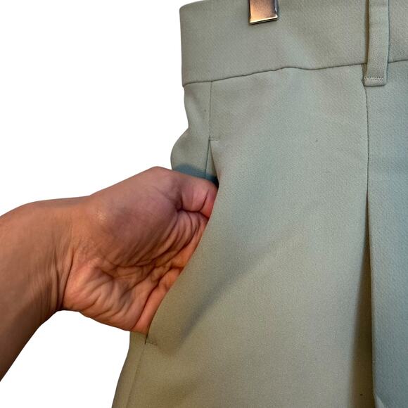 Zara Pleated Trouser Shorts Sage Green Tailored Preppy Old Money Coastal Size M - Picture 7 of 9